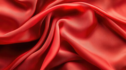 Obraz premium Red silk fabric draped softly in folds, creating a rich and luxurious texture.
