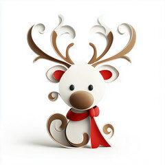 Fototapeta premium Decorative 3D Christmas Reindeer With Playful Design for Festive Celebrations on White Background
