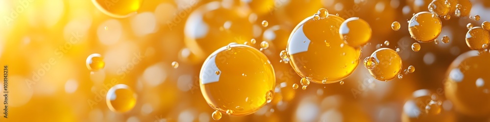 Poster abstract 3d render of spherical composition with vibrant yellow elements on modern background