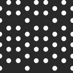 Seamless black and white polka dot pattern featuring evenly spaced white circles on solid black background, perfect for various design applications