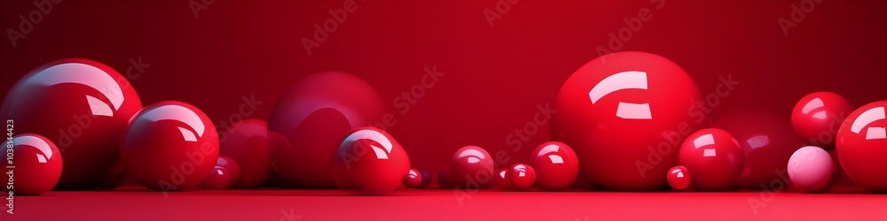 Poster captivating abstract 3d render with vibrant red geometric shapes