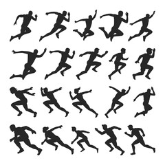 Long Jump is a set of silhouettes of the triple jump. The long jump is different and isolated on a white background. vector illustration.
