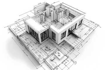 Fototapeta premium Customizable 3D Architectural Floor Plan Layout for Modern Residential Home Design