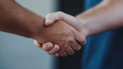Friendly Worker Greeting Client with Handshake at Home Visit