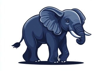 Fototapeta premium Cartoon Blue Elephant Illustration