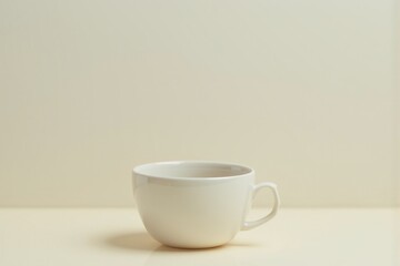 Fototapeta premium Coffee cup on a pastel backdrop with clean lines