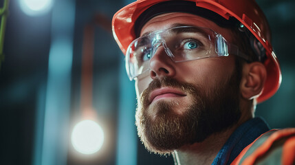 Electrician Installing Light Fixture with Safety Precautions
