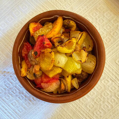 fried potatoes with vegetables