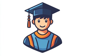 Happy Graduate Cartoon Character with Graduation Cap and Gown
