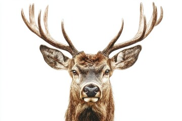 Closeup Portrait of a Majestic Deer with Antlers