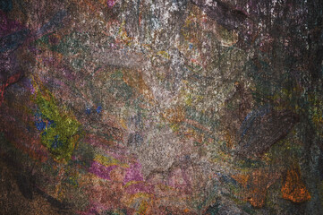 Dirty color paint on a metal surface. Banner of the grunge color paint.