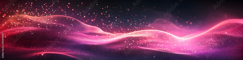 Poster mesmerizing magenta gradient wave abstract with dark glowing backdrop