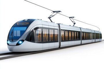 Modern Electric Train on White Background