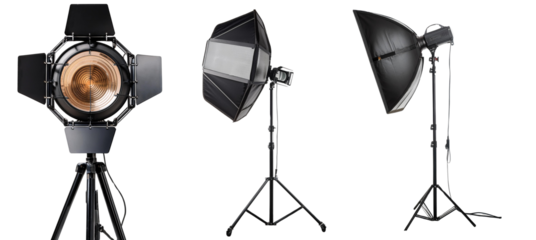 Studio lighting equipment on a white isolate background.