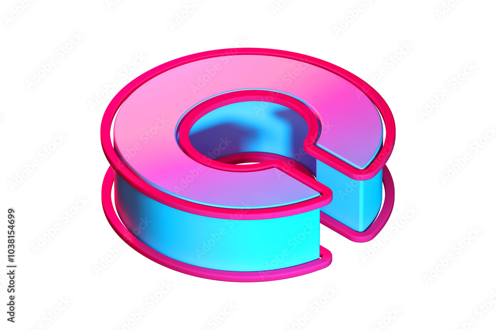 Aufkleber top view 3d letter c in blue cyan and pink. isometric 3d rendering display typography suitable for p