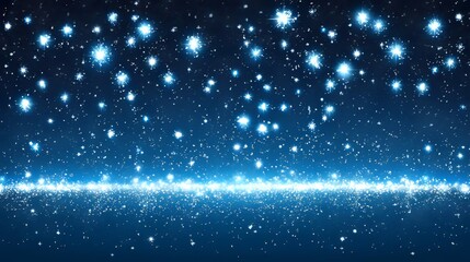 Obraz premium Blue Sparkle Background with Glowing Stars and Confetti