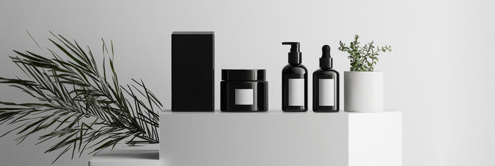 Minimalist skincare cosmetics product display mockup background