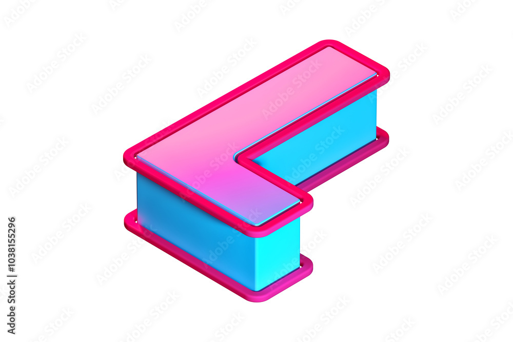 Poster rendered 3d letter l in isometric view with colorful gradient effect. vivid 3d rendering display fon