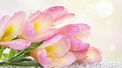 Fototapeta premium Beautiful pink rose bouquet with white tulips, a floral masterpiece for nature lovers