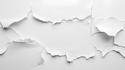 Fototapeta premium A close-up shot of a white piece of paper with a ripped and torn edge, creating a frame around a central open space.