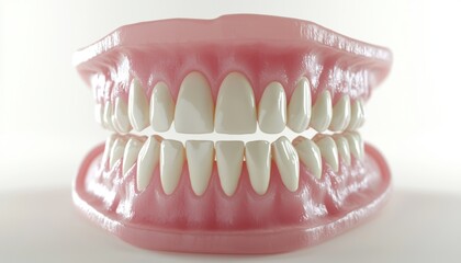 Obraz premium A realistic 3D rendering of human teeth and gums, showcasing dental anatomy for educational or illustrative purposes.