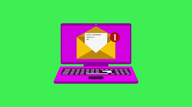 Animated Laptop with Incoming Message Notification Icon &ndash; Dynamic Motion Graphic for Digital Alerts.