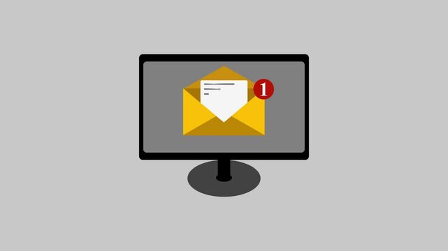 Animated Laptop with Incoming Message Notification Icon &ndash; Dynamic Motion Graphic for Digital Alerts.
