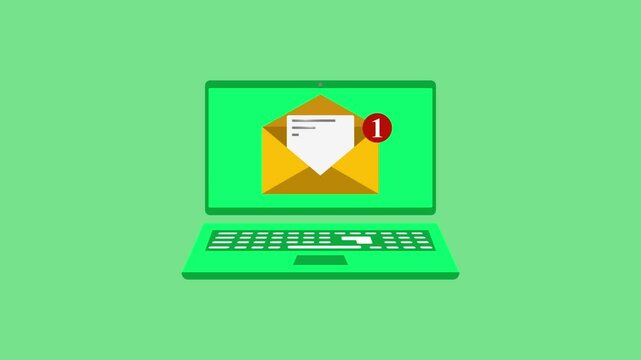 Animated Laptop with Incoming Message Notification Icon &ndash; Dynamic Motion Graphic for Digital Alerts.