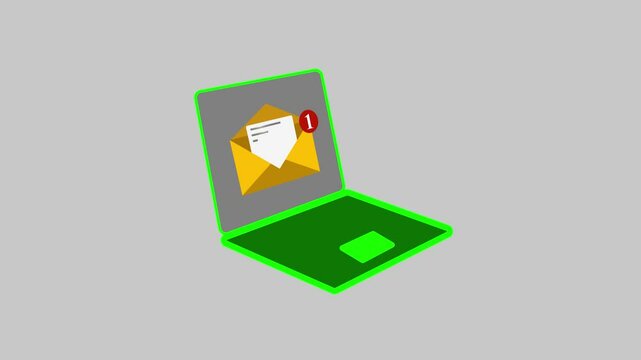 Animated Laptop with Incoming Message Notification Icon &ndash; Dynamic Motion Graphic for Digital Alerts.