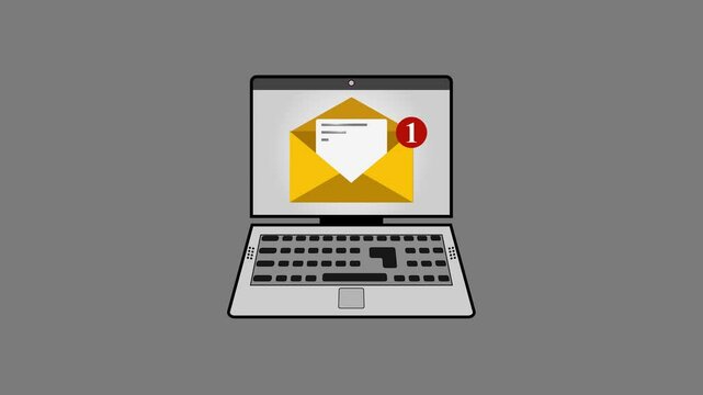 Animated Laptop with Incoming Message Notification Icon &ndash; Dynamic Motion Graphic for Digital Alerts.