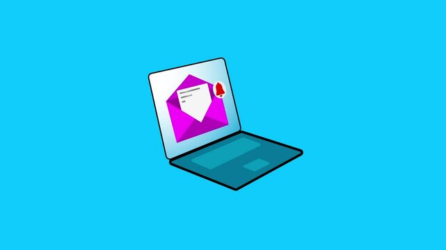 Animated Laptop with Incoming Message Notification Icon &ndash; Dynamic Motion Graphic for Digital Alerts.