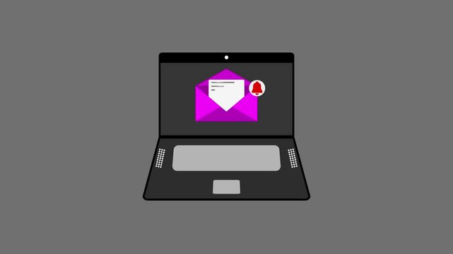 Animated Laptop with Incoming Message Notification Icon &ndash; Dynamic Motion Graphic for Digital Alerts.