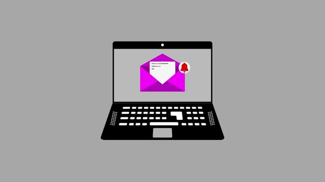 Animated Laptop with Incoming Message Notification Icon &ndash; Dynamic Motion Graphic for Digital Alerts.