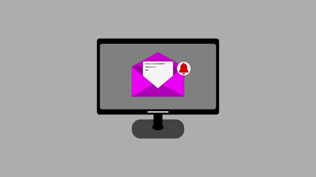 Animated Laptop with Incoming Message Notification Icon &ndash; Dynamic Motion Graphic for Digital Alerts.