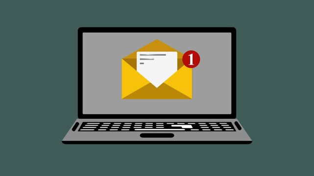 Animated Laptop with Incoming Message Notification Icon &ndash; Dynamic Motion Graphic for Digital Alerts.