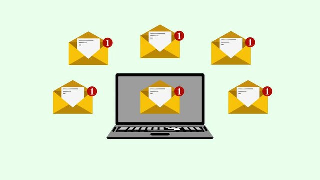 Animated Laptop with Incoming Message Notification Icon &ndash; Dynamic Motion Graphic for Digital Alerts.