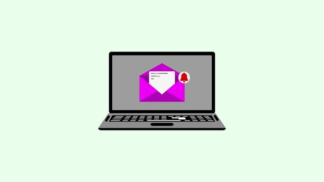 Animated Laptop with Incoming Message Notification Icon &ndash; Dynamic Motion Graphic for Digital Alerts.