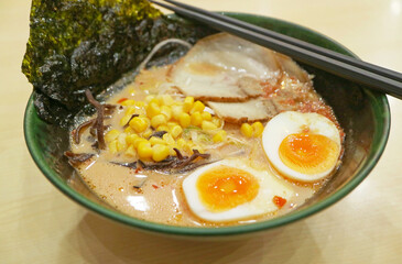 Delectable Tonkotsu Ramen, a Pork Bone Broth Japanese Chinese Noodle Dish