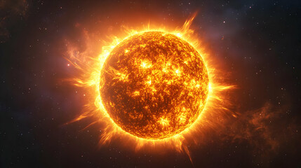 Obraz premium Glowing Sun in Space.