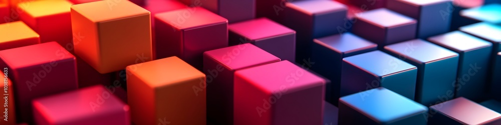 Poster vibrant geometric blocks 3d render abstract background design