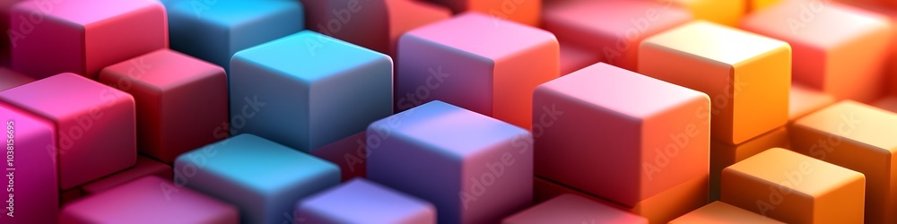 Aufkleber vibrant geometric cube blocks abstract 3d render background design