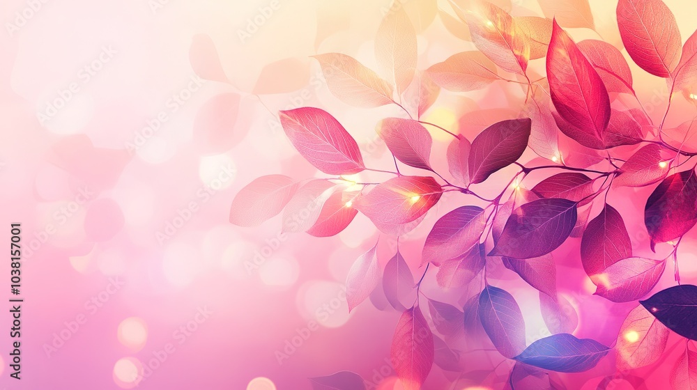 Fototapete flowers-leaves-digital design with colorful objects border patterns, motifs, graphics. blurred light