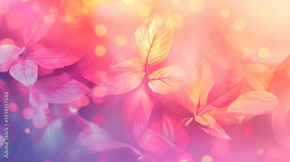 Fototapete flowers-leaves-digital design with colorful objects border patterns, motifs, graphics. blurred light