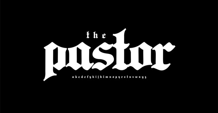 Bold blackletter font, classic Gothic letters, strong medieval alphabet for vintage logo, historical poster, traditional old-world branding. Vector typeset.