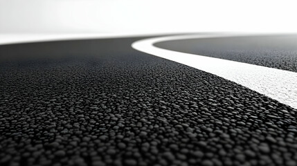 Asphalt Road with White Line.