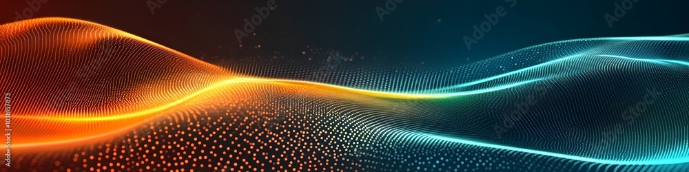 Aufkleber vibrant retro styled gradient wave abstract with flowing teal and orange noise texture