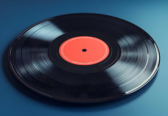 Vinyl Record on Blue Background.