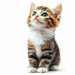 Obraz premium Cute Kitten with Blue Eyes Looking Up.