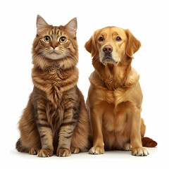 Fototapeta premium Cat and Dog Sitting Together.