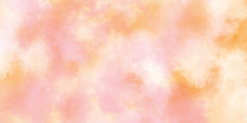 abstract Soft Pink or yellow watercolor background for your design,  Abstract pink sky background and white clouds on pink canvas. Stain artistic hand painted texture of yellow .